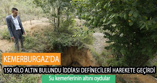 Kemerburgaz'da defineciler su kemerlerinin altını oydular